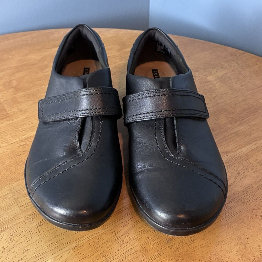 Clarks Black Leather Everlay Dixie Monk Strap Comfort Shoes Women’s Size 10 Wide